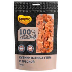 МНЯМС Кубики из мяса лакомство для собак, (утка и треска) 100 гр.