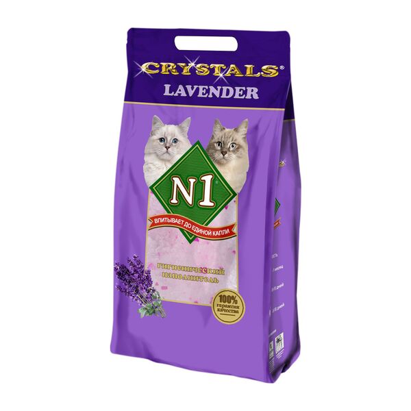 N1 Crystals Lavender силикагелевый наполнитель для кошачьего туалета (лаванда)